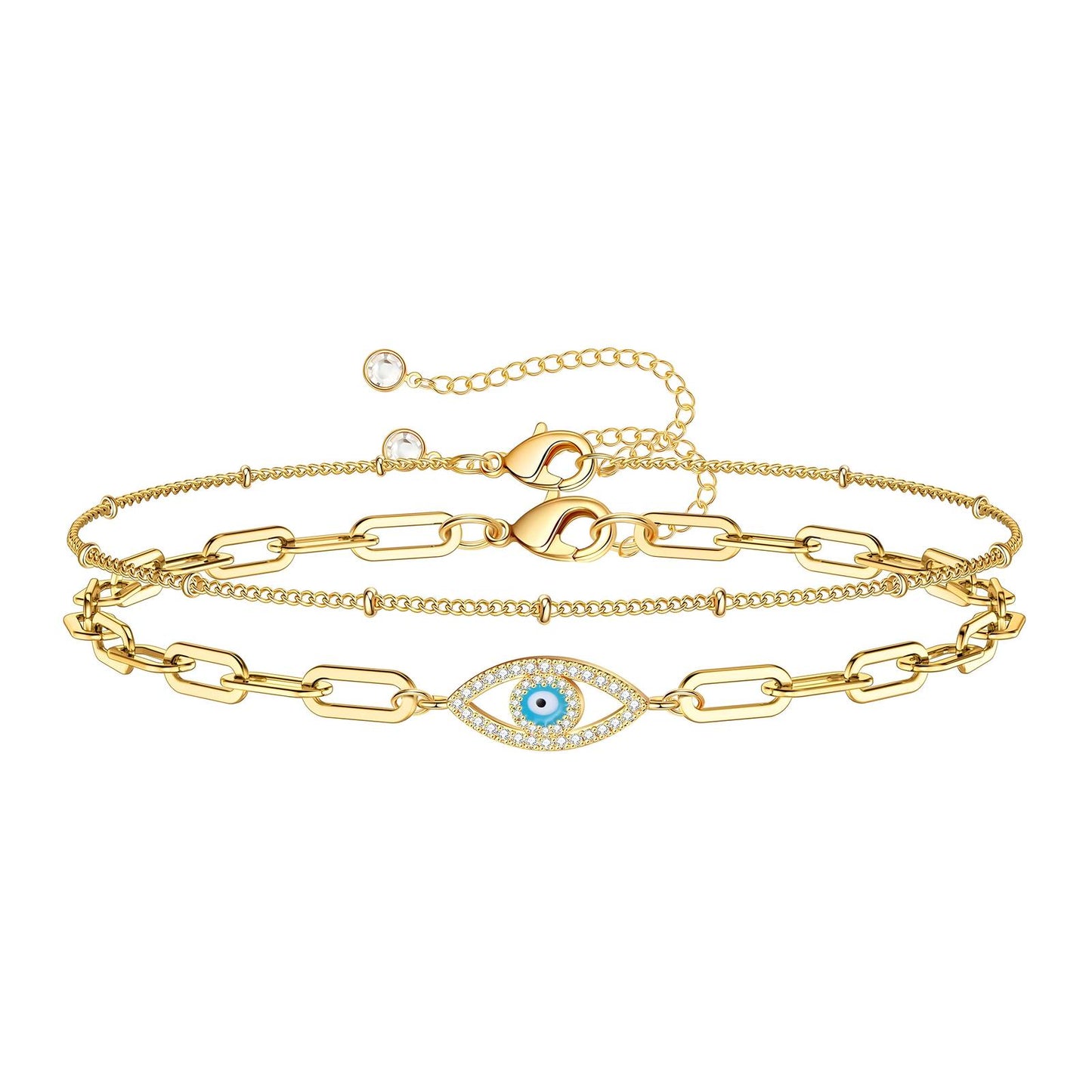 Evil Eye Set of 2 Layering Bracelets