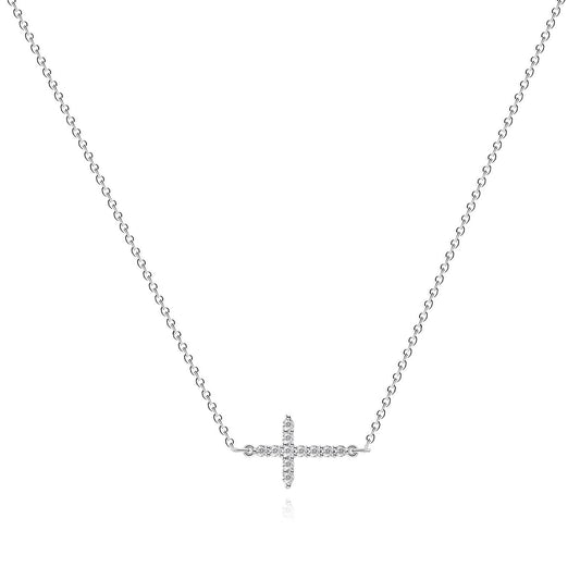 Silver Diamonte Cross Necklace