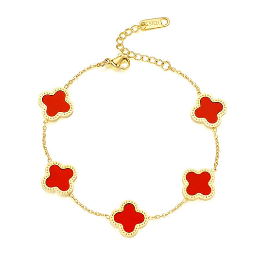 Red Four-leaf Clover Bracelet