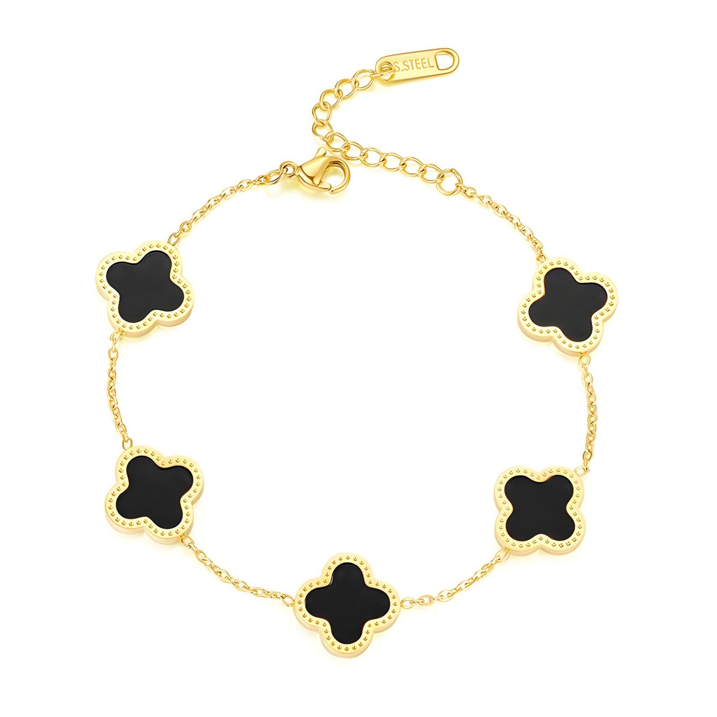 Black Four leaf Clover Bracelet