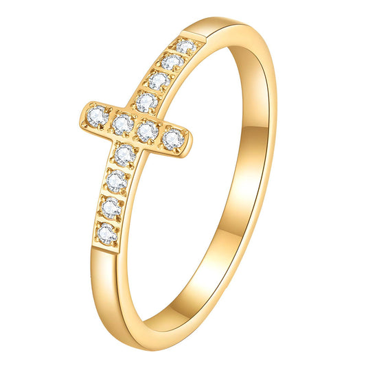 Cross Diamonte Ring