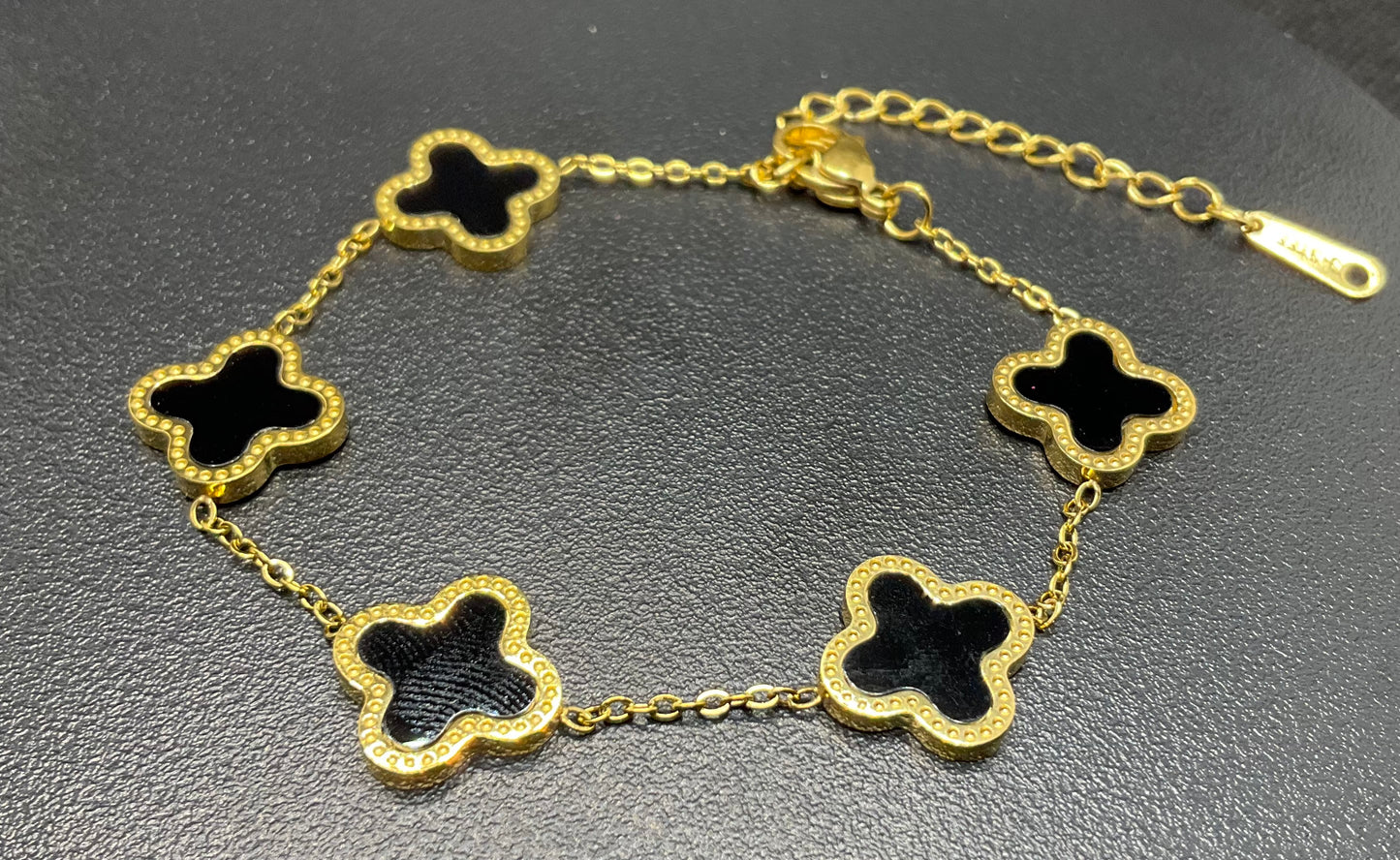 Black Four leaf Clover Bracelet