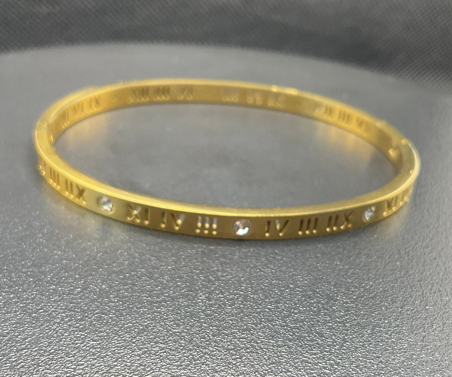 Roman Numerals & Diamonte Bangle